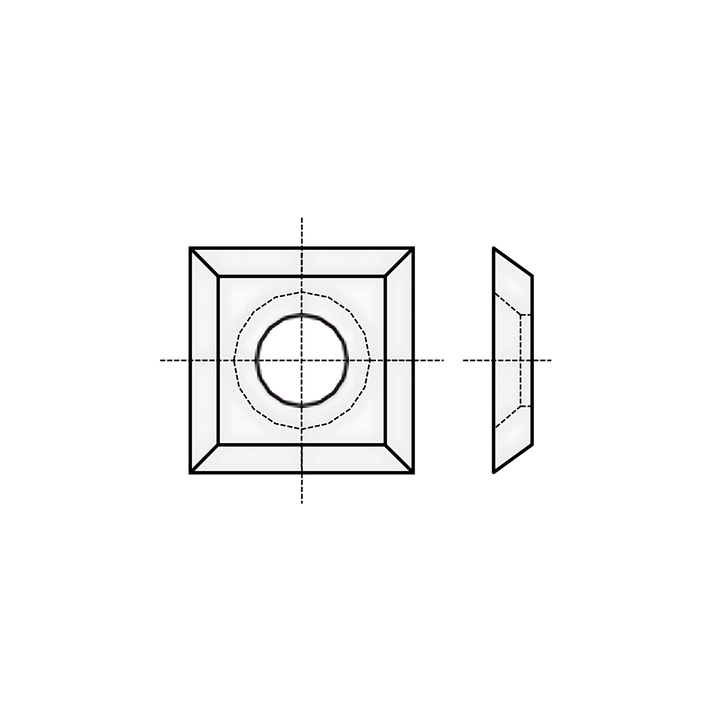 HM Vorschneid-Wendeplatten Z4 (1-Loch mit Senkung) Quadratisch  - 10 Stück