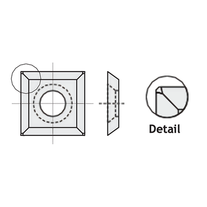 HM Wendeplatten Z4 (1-Loch mit Senkung) Radius 0,5 mm, Qualität MG18 - 10 Stück