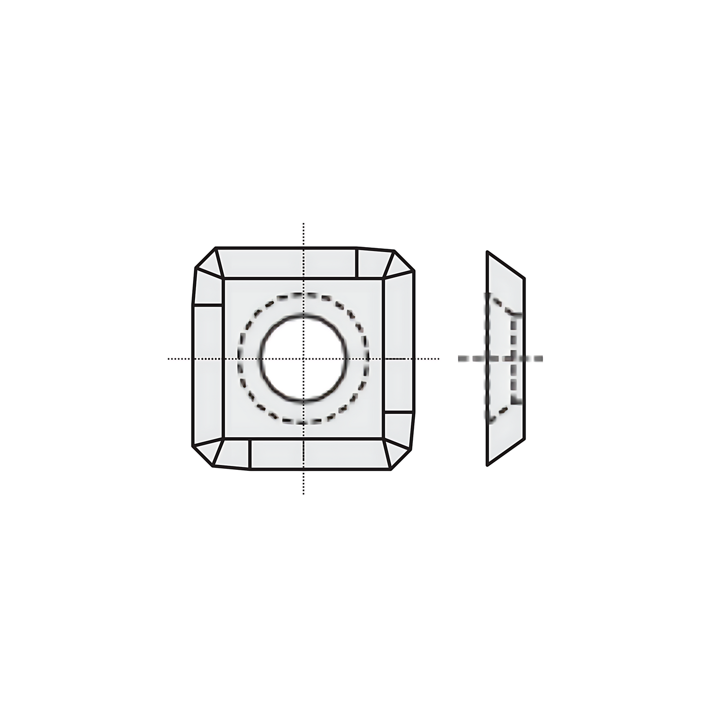 HM Wendeplatten Z4 (1-Loch mit Senkung) 14,3 x 14,3 x 2,5 mm Fase links, Qualität MG18 - 10 Stück