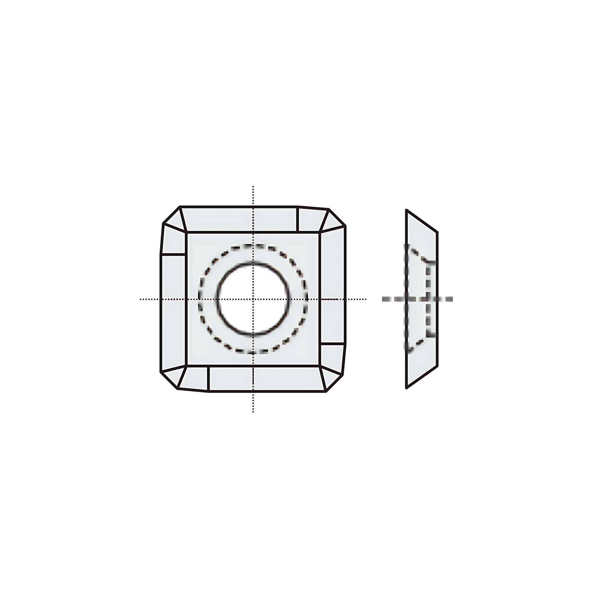 HM Wendeplatten Z4 (1-Loch mit Senkung) 14,3 x 14,3 x 2,5 mm Fase links, Qualität MG18 - 10 Stück