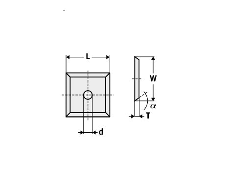 HM Wendeplatten Z4 (1-Loch mit Senkung) 21 x 21 x 5,5 mm, Qualität MG18 - 10 Stück