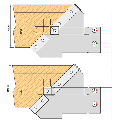 HM WPL 45° Gehrungs-Verleimfräser 254x70x30 mm für Holzstärken 35 - 65 mm