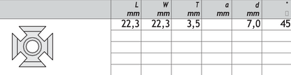 HM Wendeplatten Z4 (1-Loch) 22,3 x 22,3 x 3,5 mm, 45° Qualität MG18 - 10 Stück